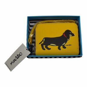 Marc Tetro Yellow Dachshund Dog Zippered Wristlet Wallet NWT